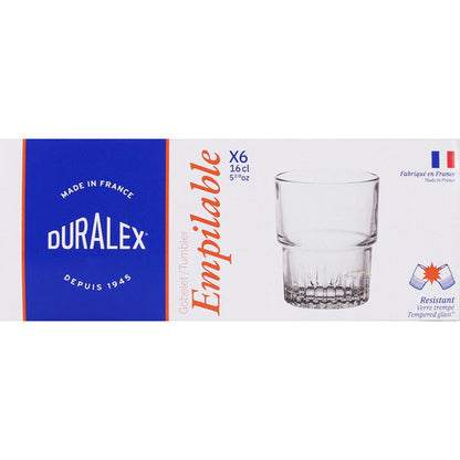 SET 6 VASOS TRANSPARENTE 16CL APILABLE