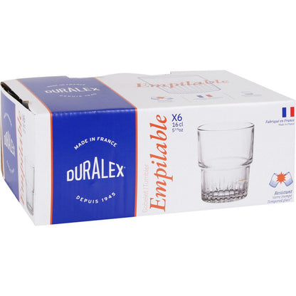 SET 6 VASOS TRANSPARENTE 16CL APILABLE