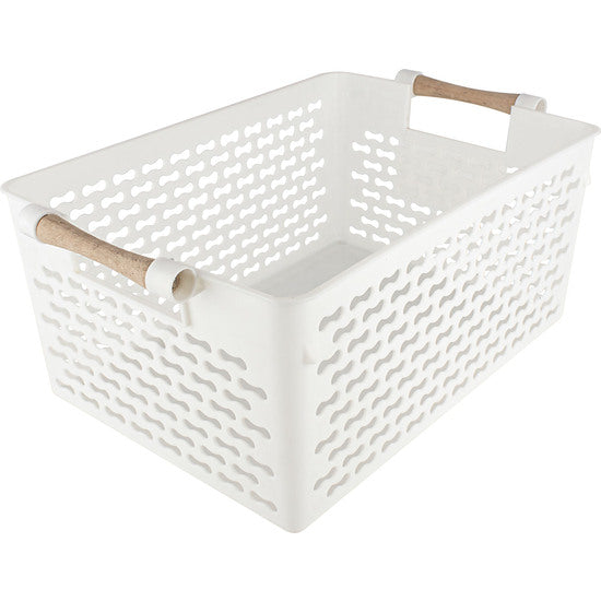 MULTIPURPOSE BASKET WITH WOODEN HANDLES 32X23CM CONFORTIME