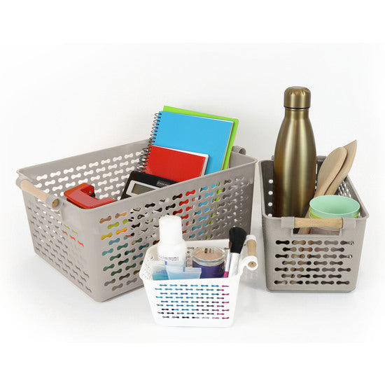 MULTIPURPOSE BASKET WITH WOODEN HANDLES 32X23CM CONFORTIME