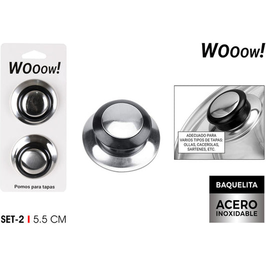 144 units of SET 2 BAQSS 5.5C-WOOOW PAN LID KNOBS