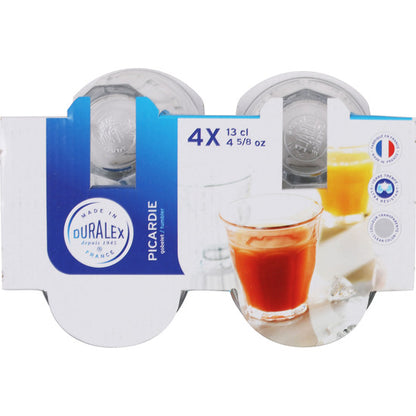 SET 4 VASOS TRANSPARENTE 130CC PICARDIE