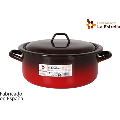 ENAMELLED PAN WITH LID 22CM - 3.4L FIRE