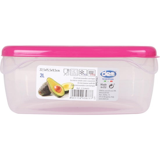 2L RECTANGULAR MICROWAVE AIR TIGHT LUNCH BOX - ASSORTED COLOURS