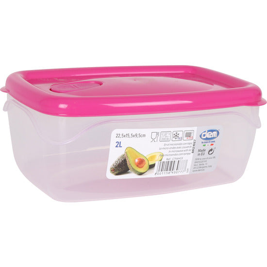 2L RECTANGULAR MICROWAVE AIR TIGHT LUNCH BOX - ASSORTED COLOURS