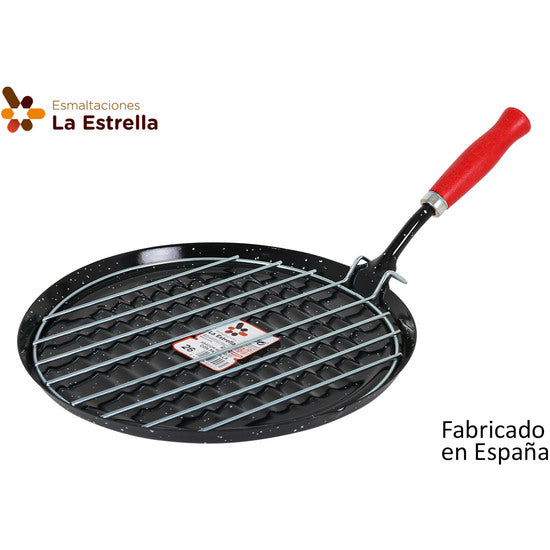 4 ASADORAS CON PARRILLA 26CM JASPEADA