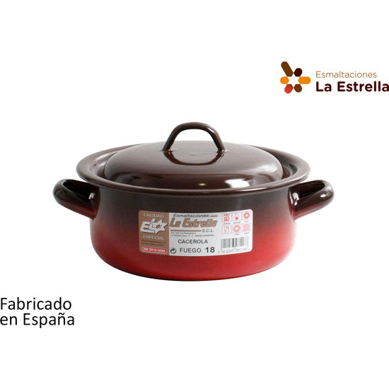 ENAMELLED PAN WITH LID 22CM - 3.4L FIRE