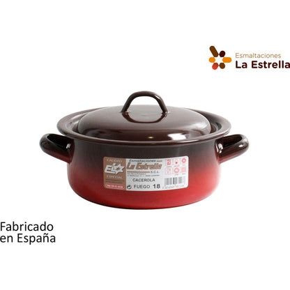 ENAMELLED PAN WITH LID 22CM - 3.4L FIRE