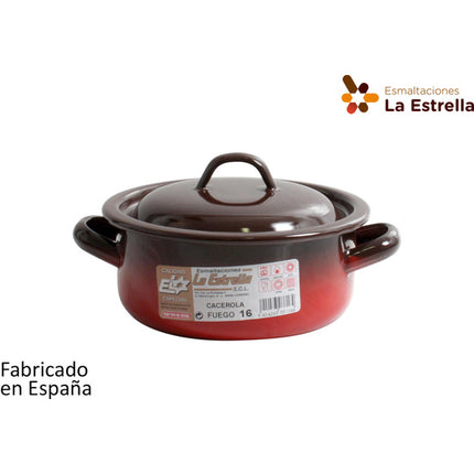 CACEROLA ESMALTADA C/TAPA 22CM - 3.4L FUEGO