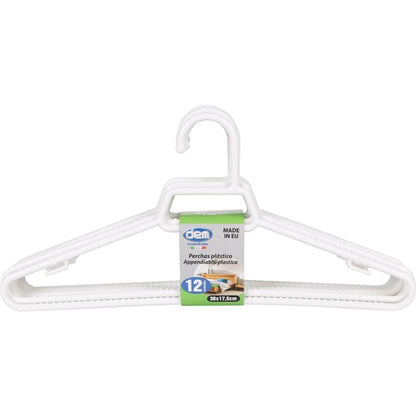 SET OF 12 PLASTIC HANGERS 38X17.5CM LEO