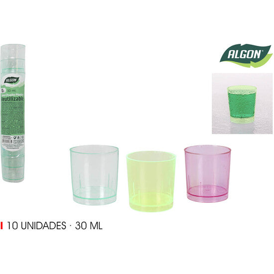 100 unidades SET-10 VASO CHUPITO COLOR PS 30ML ALGON