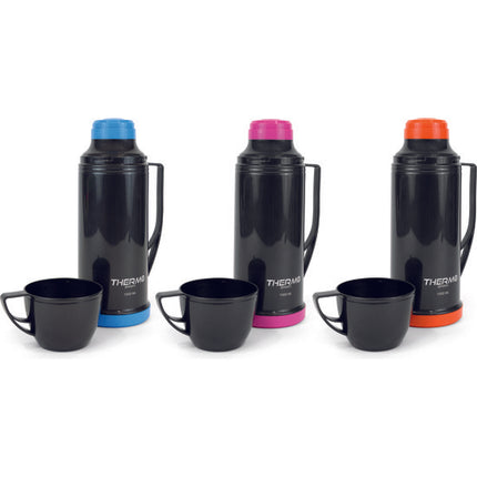 Termo plástico con taza 1L Naranja/Purple/Azul Thermosport