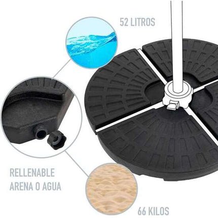 PARASOL SUPPORT 4 PIECES PLASTIC 52/66 KG 48X48X7.5CM