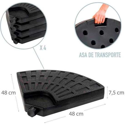 PARASOL SUPPORT 4 PIECES PLASTIC 52/66 KG 48X48X7.5CM