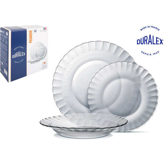 Picardie Duralex 12-piece transparent dinnerware set 