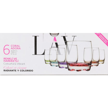 SET 6 VASOS AGUA 290CC ADORA CORAL