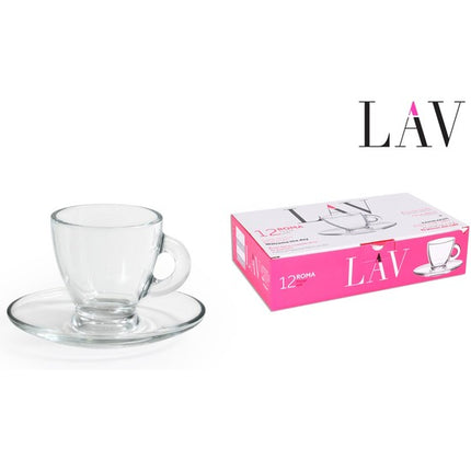 SET 6 CUPS WITH HANDLE 95CC ESPRESSO ROMA