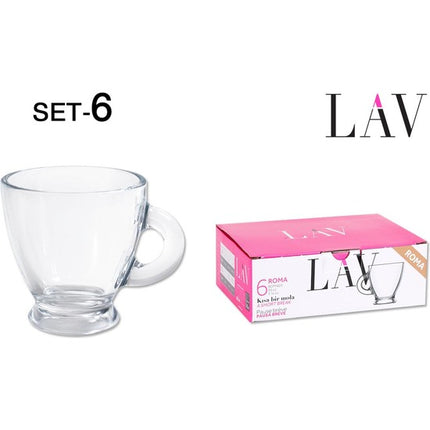 SET 6 CUPS WITH HANDLE 95CC ESPRESSO ROMA