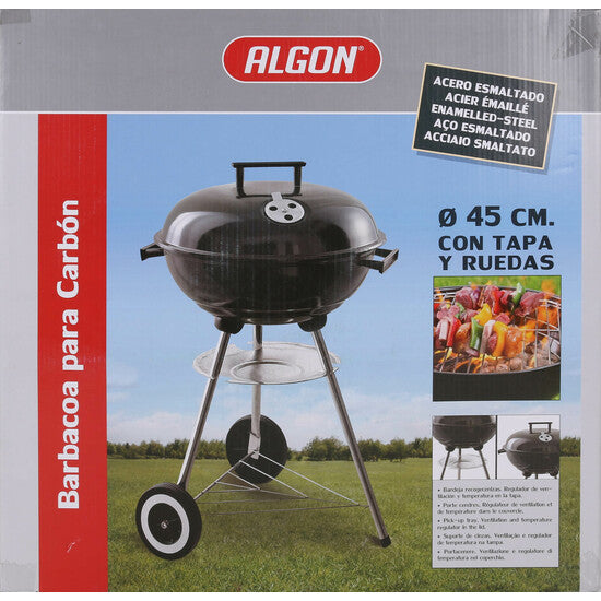 ROUND BARBECUE WITH LID 45CM BLACK COTTON