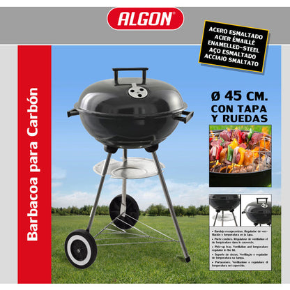 ROUND BARBECUE WITH LID 45CM BLACK COTTON