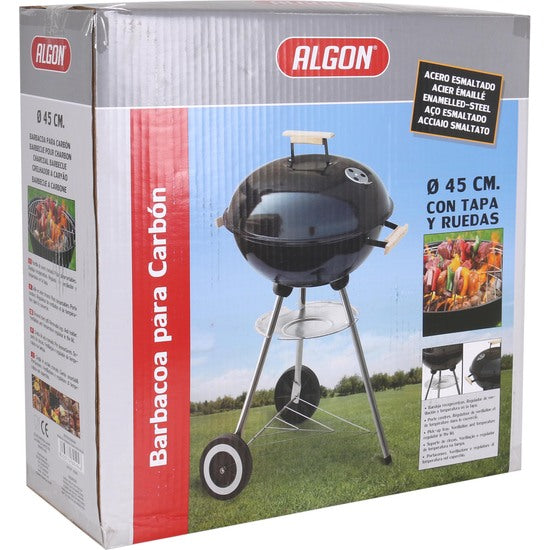 ROUND BARBECUE WITH LID 45CM BLACK COTTON