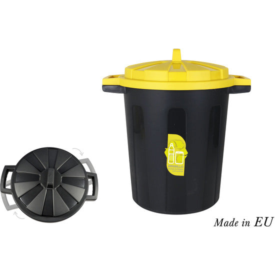 TRASH CAN WITH LID 35L BLACK