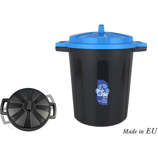 TRASH CAN WITH LID 35L BLACK