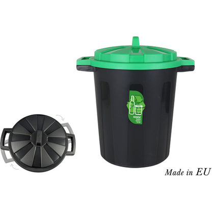 TRASH CAN WITH LID 35L BLACK