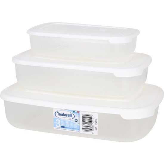 SET 3 FIAMBRERAS RECTANGULARES 1L/2L/3L FAMILY TRANSPARENTE/CREMA