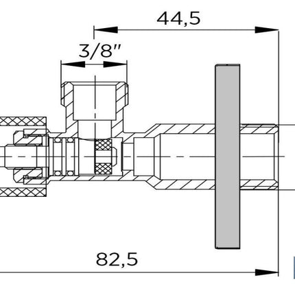 Válvula de Escuadra | Modelo Pistón | Medidas: 1/2 x 3/8 | Fabricada en Latón CV617N | Cierre y apertura con Pistón Regulable