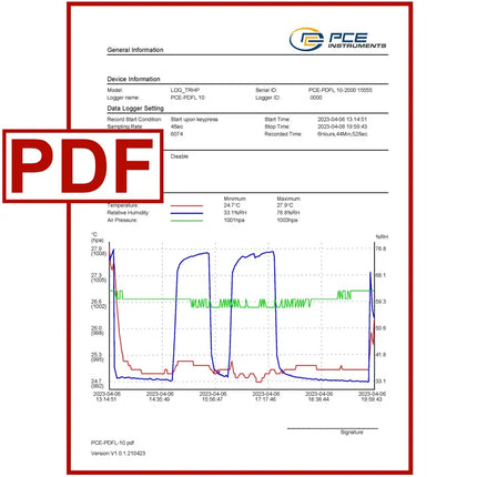 Registrador de datos de presión atmosférica absoluta PCE-PDFL 10