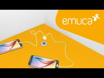 Emuca Kit de conector USB para carga Plugy, incluye convertidor y 2 USB tipo A, para encastrar en el mueble en diámetro 25mm, Plástico, Gris metalizado