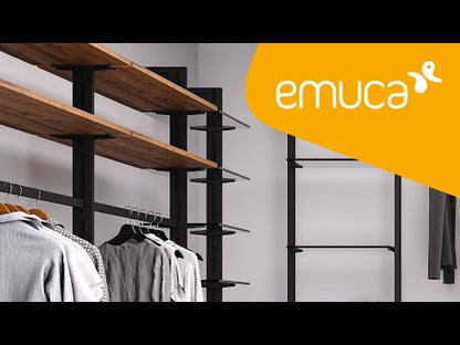 Emuca Kit of supports for 3 wooden shelves and 1 module for the Zero structure, Zamak, Textured black paint