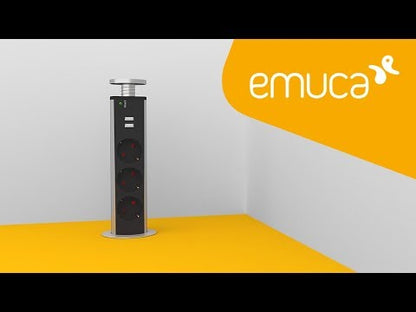 Emuca Multiconector extraíble Vertikal, 3 enchufes tipo Schuko + USB