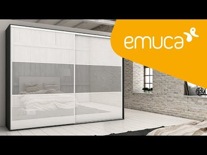 Emuca Hardware kit for 2 sliding doors and soft closing wardrobe Placard 81, Wave profile, 16mm thick, boards not included, Matt anodized