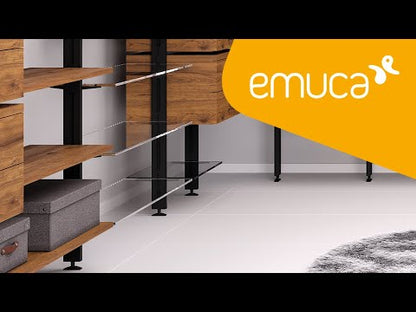 Emuca Set of 3 Zero structures with fittings and profiles for floor and wall mounting with rectangular leveler, Aluminium and Zamak, Textured black