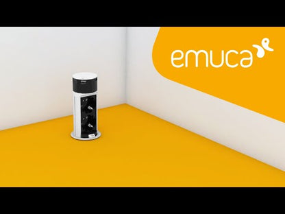 Emuca Multiconector extraíble Vertikal Push 60, diámetro 60mm, 2 enchufe tipo Schuko, 2 USB tipo A, Acero y Plástico, Acero inoxidable