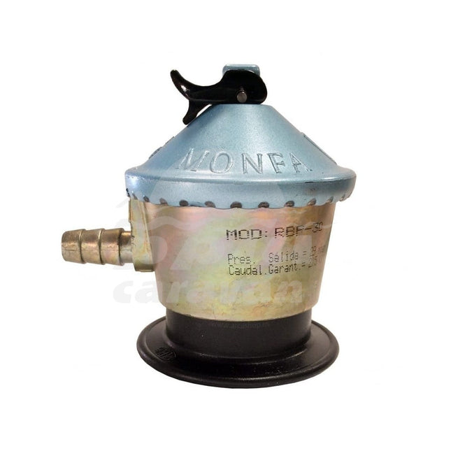 Monfa Butane Gas Regulator (30 Grms./cm2) Gas Artichoke, Butane Gas Regulator. Pressure 29 mbar. Flow rate 2.5 Kg/hour