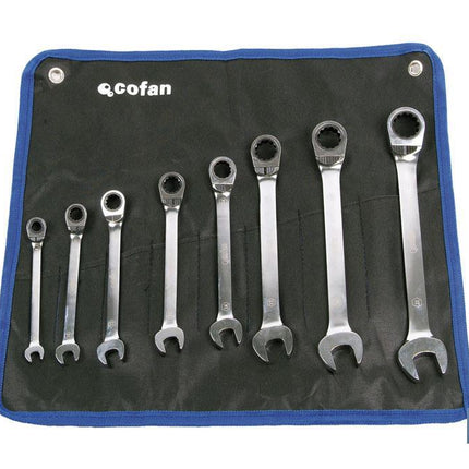 Set de 8 unidades de llaves de carraca mixta | Fabricadas en cromo vanadio | Contenido SW 8, 10, 12, 13, 14, 17, 19 y 21