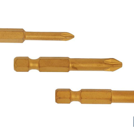 Kit de puntas de Titanio para atornillar | Contenido 3 puntas Pozi drive de 50 mm | Modelo 1/4 PZ