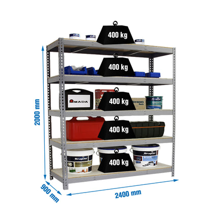 Estantería industrial Simonrack Simonforte fondo 900 mm, anchos 1500, 1800 y 2400 mm