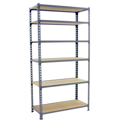 Estantería con baldas de madera Simonrack Maderclick PLUS Gris + Madera 2500 x 1000 x 500 mm · 6 estantes
