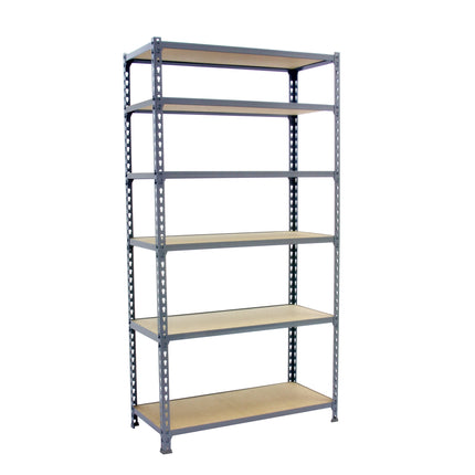Estantería con baldas de madera Simonrack Maderclick Megaplus Gris + Madera 2500 x 1200 x 500 mm · 6 estantes