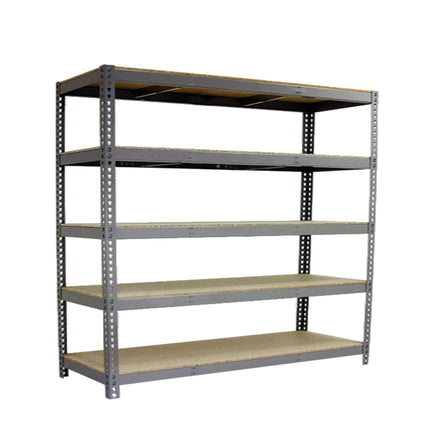 Estantería industrial Simonrack Simonforte fondo 600 mm, anchos 2100 y 2400 mm Gris + Madera 2000 x 2400 x 600 mm 5 estantes