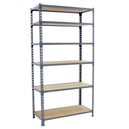 Estantería con baldas de madera Simonrack Maderclick Superplus Gris + Madera 2500 x 1100 x 500 mm · 6 estantes