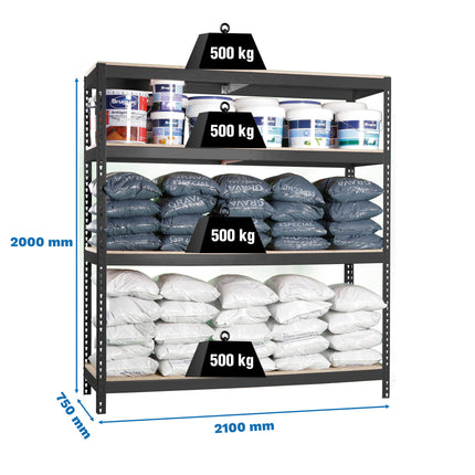 Estantería industrial Simonrack Simonforte fondo 750 mm, anchos 1500 y 2100 mm