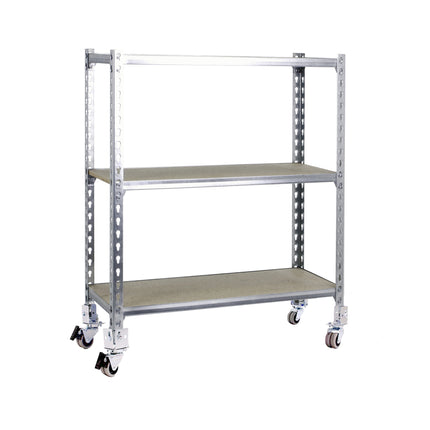 Estantería con baldas de madera Simonrack Maderclick Mobile 3/400 Galvanizado + Madera