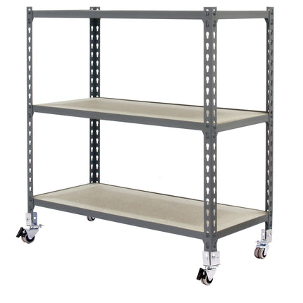 Estantería con baldas de madera Simonrack Maderclick Mobile Superplus Gris + Madera 975 x 1100 x 500 mm · 3 estantes