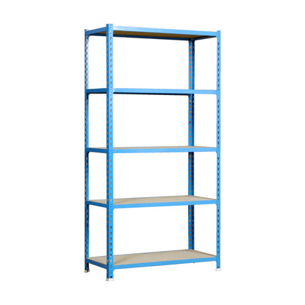 Estantería con baldas de madera Simonrack Maderclick Megaplus Azul + Madera 2000 x 1200 x 500 mm · 5 estantes