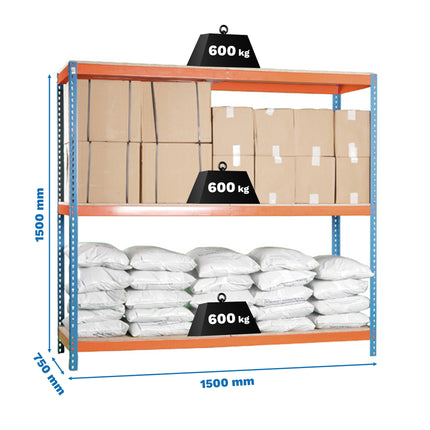 Estantería industrial Simonrack Simonforte fondo 750 mm, anchos 1500 y 2100 mm